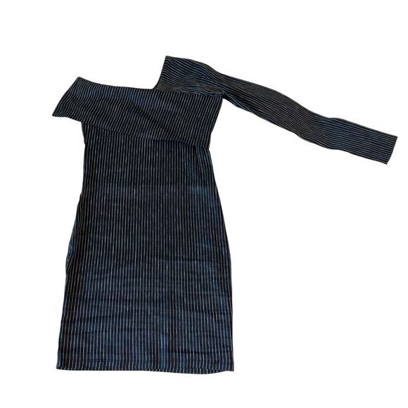 Beaufille Pinstripe One Shoulder Mini Dress - Picture 5 of 9